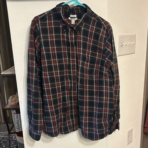 L.L. Bean Plaid Button Down Shirt - Red, Green, Blue
